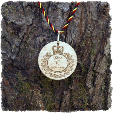 Sperrholzmedaille, Holzmedaille rund 50 mm.