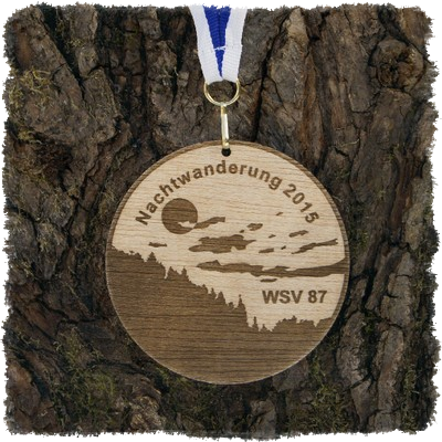 Sperrholzmedaille, Holzmedaille rund 80 mm.