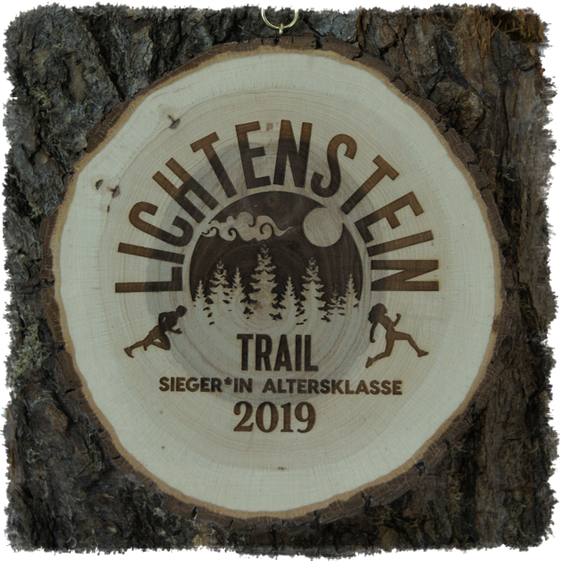 Holzmedaille Birke mit Rinde und individueller Lasergravur